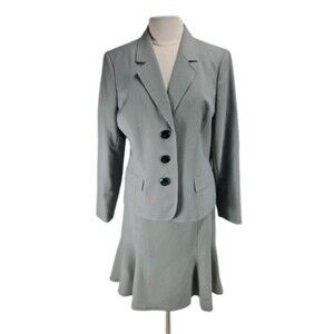 Le Suit Women Size 14 Career Skirt Suit Three Button Blazer Flare Skirt  128P